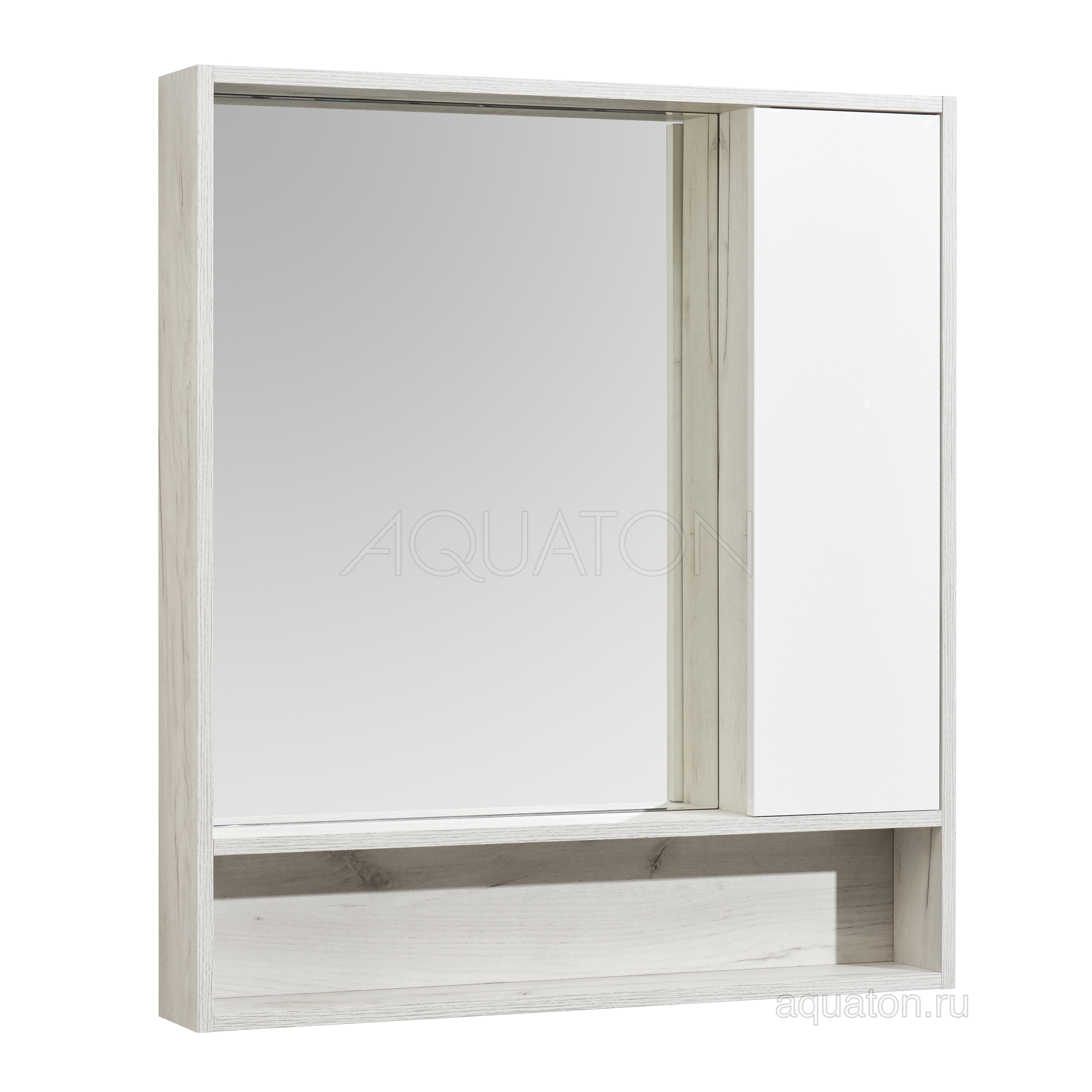 Зеркальный шкаф Aquaton Флай 80 белый, дуб крафт 1A237702FAX10 от магазина Водолей в г. Сергиев Посад