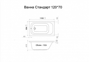 Ванна Triton Стандарт 120х70 Экстра от магазина Водолей в г. Сергиев Посад