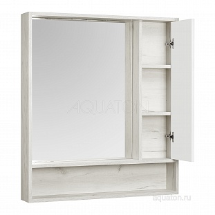 Зеркальный шкаф Aquaton Флай 80 белый, дуб крафт 1A237702FAX10 от магазина Водолей в г. Сергиев Посад